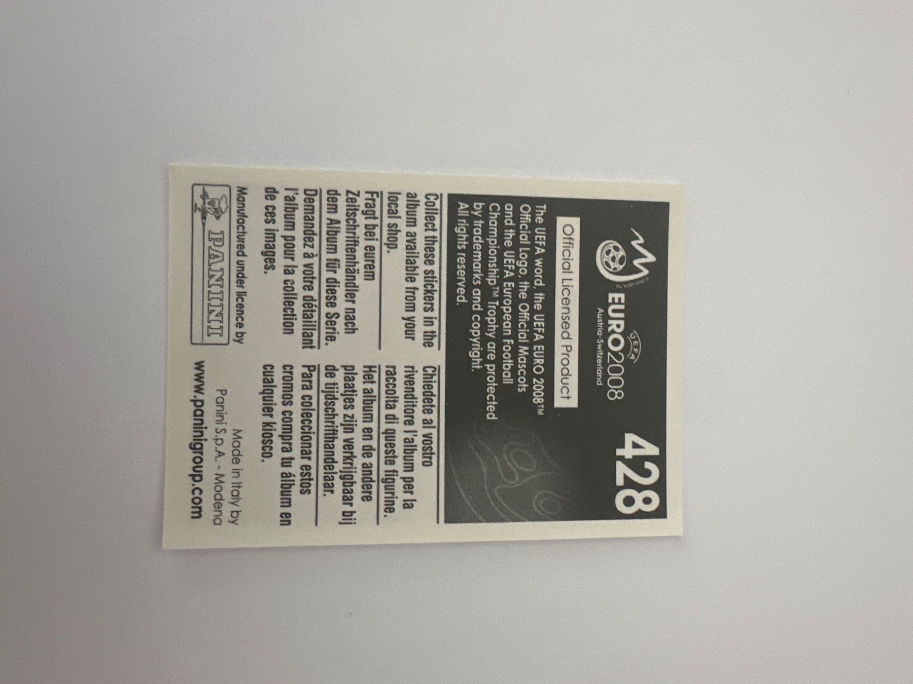 Panini Cartes à collectionner: Panini UEFA EM 2008 Sticker - Nr. 428 – D'occasion à Sulz AG par DealWerk 1