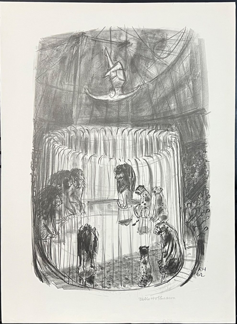 Grafiken & Lithographien: Felix Hoffmann. Zirkusmanege, 1962, Litho. – Gebraucht aus Zumikon von tesoro8853