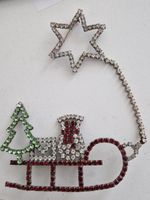 Aussergewöhnliche Gablonzer Weihnachtsbrosche/Schlitten