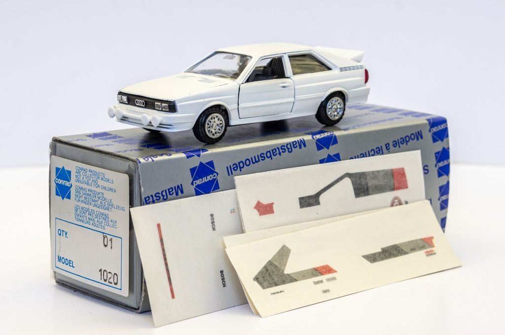Conrad Modellini d'auto: Audi Quattro Rallye - Conrad 1:43 OVP – Nuovo e nell'imballaggio originale da Spiez venduto da Mlandcruiser