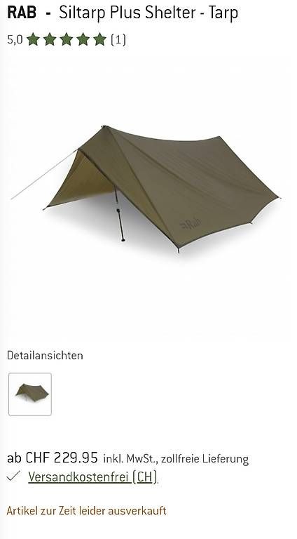 Rab Tende & Padiglioni: Rab Siltarp Plus Shelter NEU – Nuovo e nell'imballaggio originale da Gwatt (Thun) venduto da ARC_TERYX 1