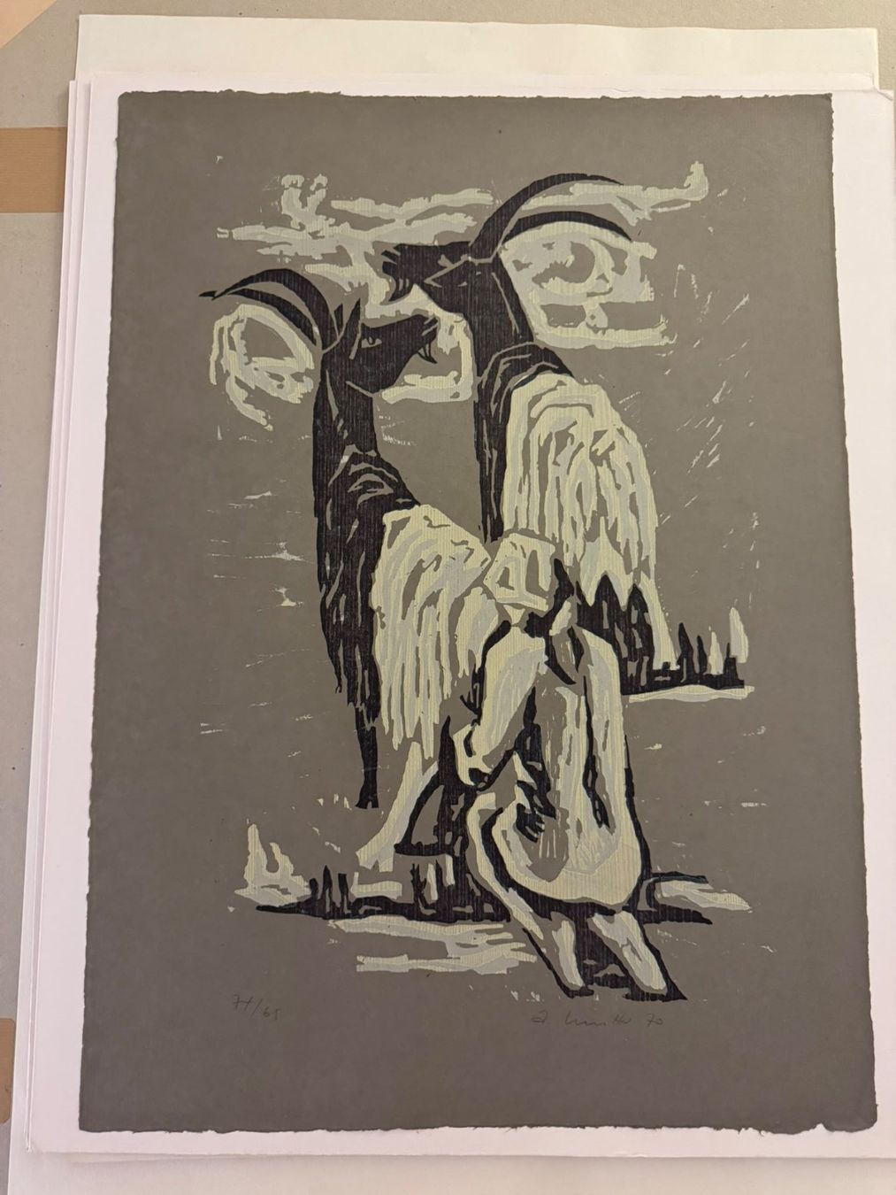 Gravures sur bois: Anton Mutter "Ziegenmelkerin" 1970 – D'occasion à Bern par anolba