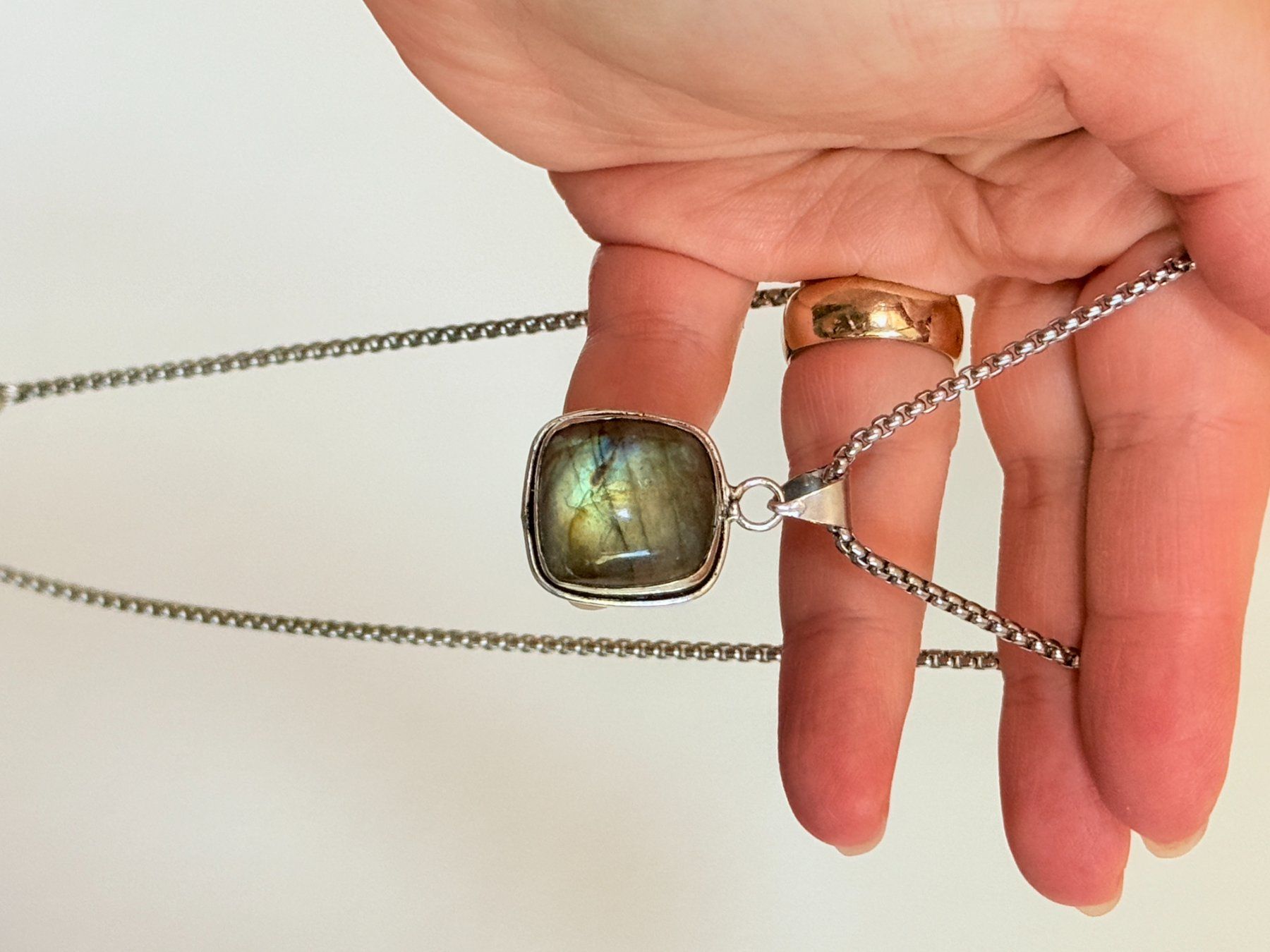 Catenine: Pendentif Labradorite authentique, bijou unique, cadeau – Nuovo e nell'imballaggio originale da Genève venduto da AWWA 5