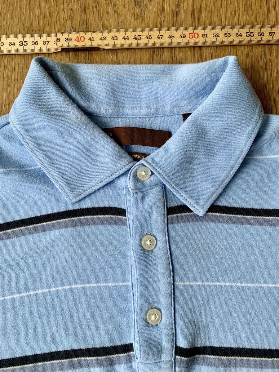 Magliette Polo: Polo Perry Ellis rayé bleu, taille L – Usato da Port venduto da granitod 2