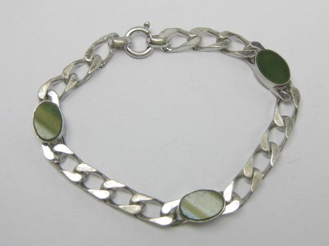 Bracciali & Braccialetti: Antik Armband Panzer Kette Silber 835 Nephrit Jade – Usato da Ermatingen venduto da Decovin 1