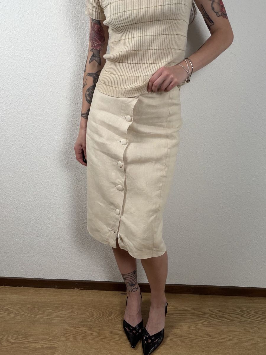 Gonne: MOHITO Beige Button Front Midi Skirt Size 36 – Usato da Knonau venduto da Grapesvintage 7