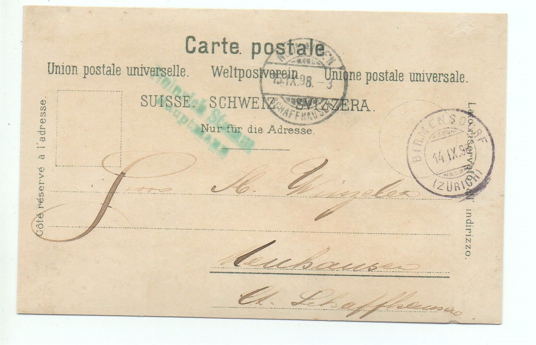 Cartoline postali: LITHO Gruss aus BIRMENSDORF 1898 – Usato da Jona venduto da philajona 1