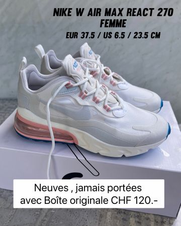 Nike Air Max React 270 Femme, Neuves, Pointure 37.5👟