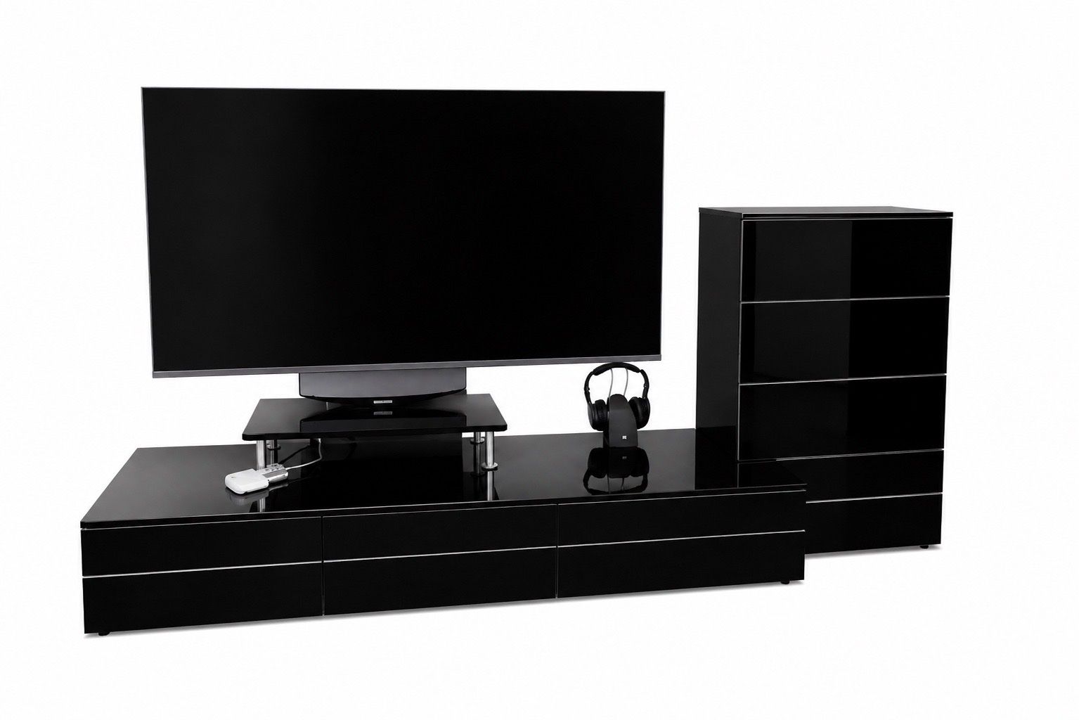 Micasa Mobili TV: TV-Lowboard mit integriertem Highboard schwarz – Usato da Spreitenbach venduto da Jessy8