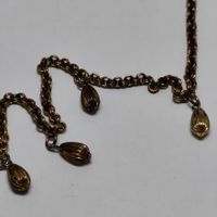 Vintage Gliederkette mit Tropfen-Anhängern Bronze Altgol C6