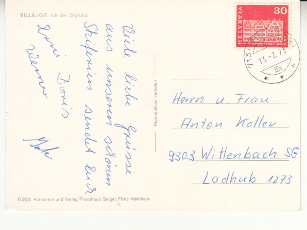 Cartoline postali: Villa 1973 – Usato da Bürglen TG venduto da StampGraf 1