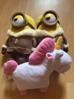 Lot de 3 peluches Minions et Licorne 