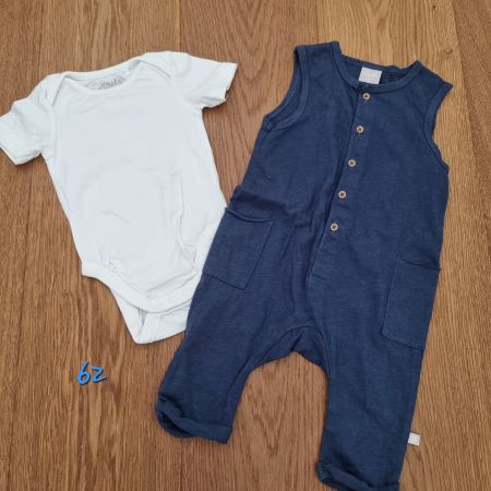 Baby Strampler dunkelblau + Body weiss Gr. 62 Sommer