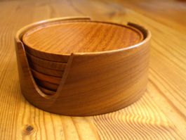 Vintage Teak Untersetzer Set – 6er Coaster Mid-Century
