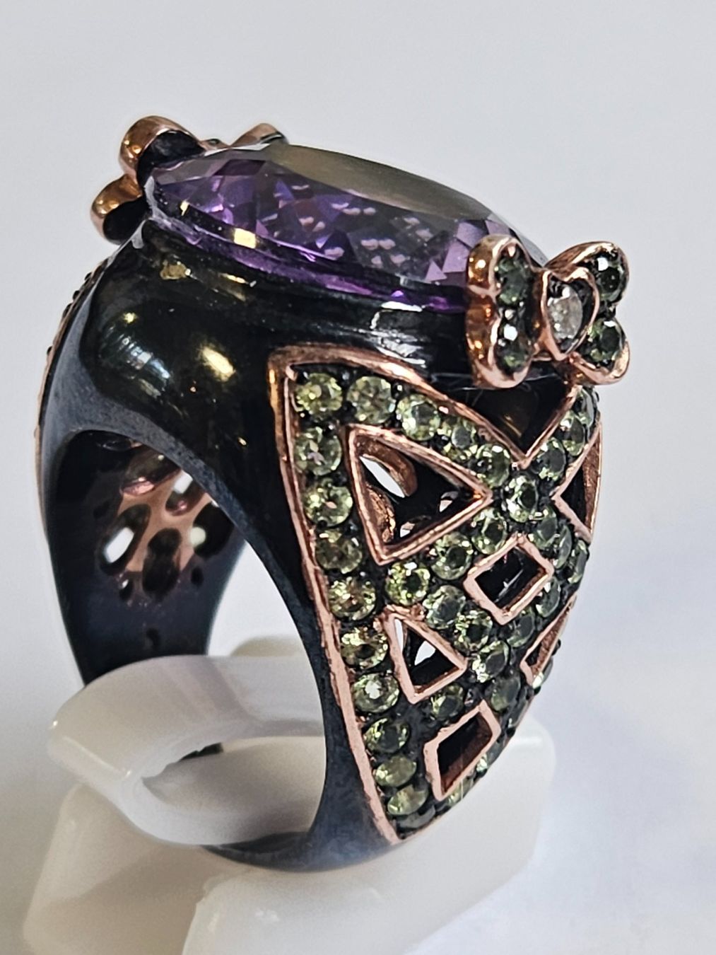 Anelli: Ring mit Amethyst und Peridot, Roségold, Silber – Nuovo (secondo la descrizione) da Zürich venduto da Bieter04 2