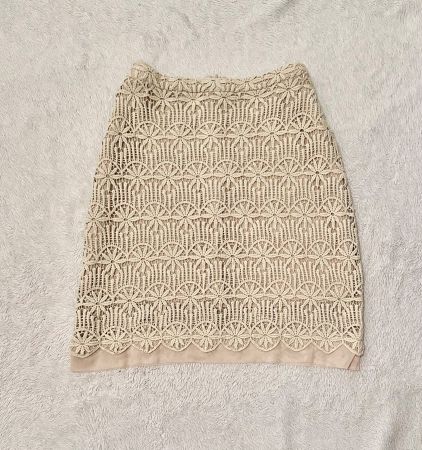 Designer Spitzen Jupe mit Unterrock, beige-nude, Gr. L