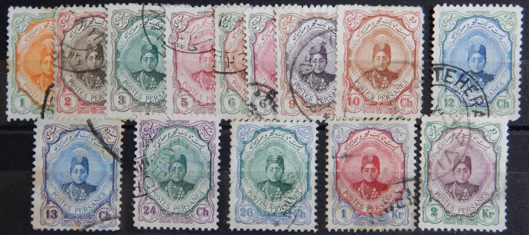 Tutti i francobolli: Iran Persien Kat. 304-318 gest. 1911 – Usato da Zürich venduto da Muehlekauf