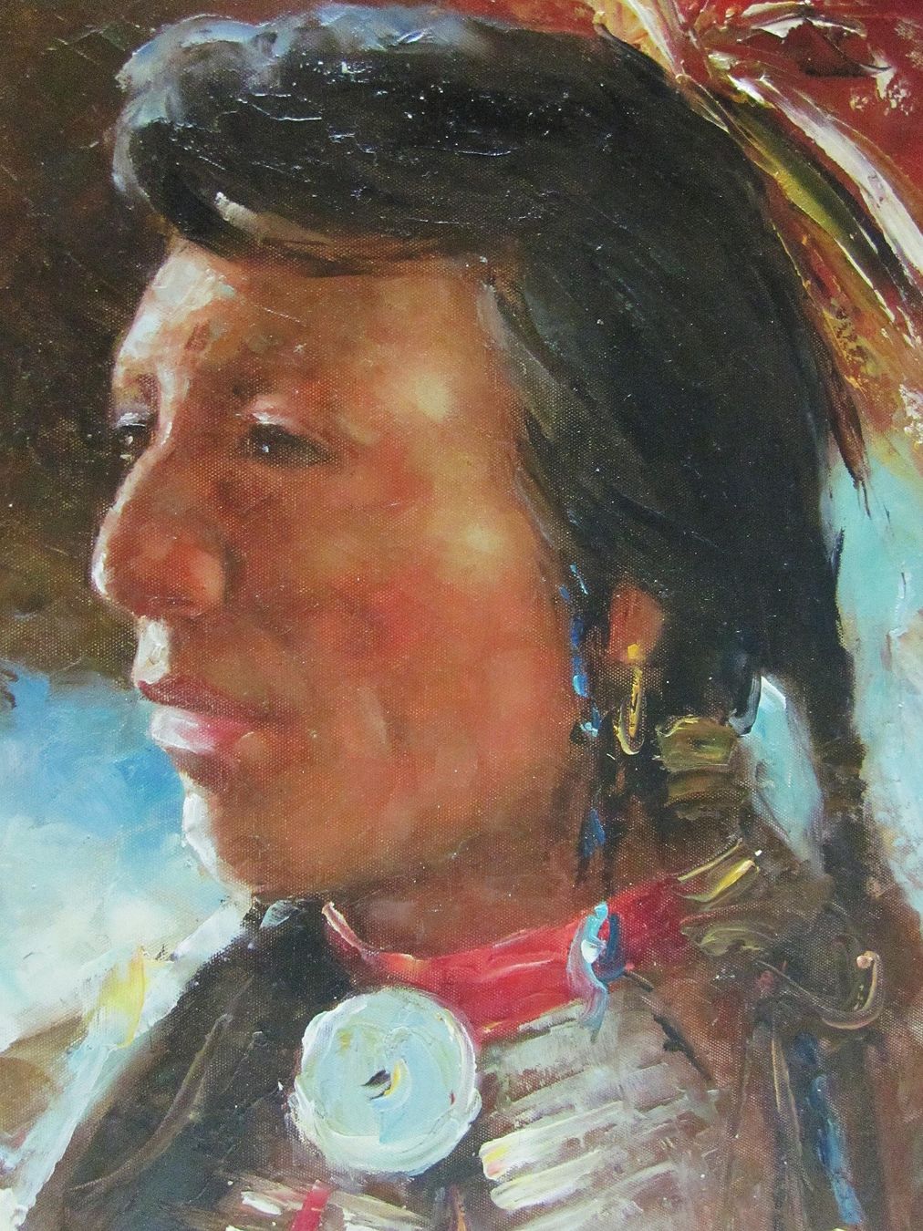 Dipinti: Original Ölbild eines stolzen Lakota Indianer – Usato da Bäretswil venduto da robsonantik 3