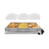 3 Behälter Speisewärmer Warmhalteplatte Buffetwärmer 2 in 1