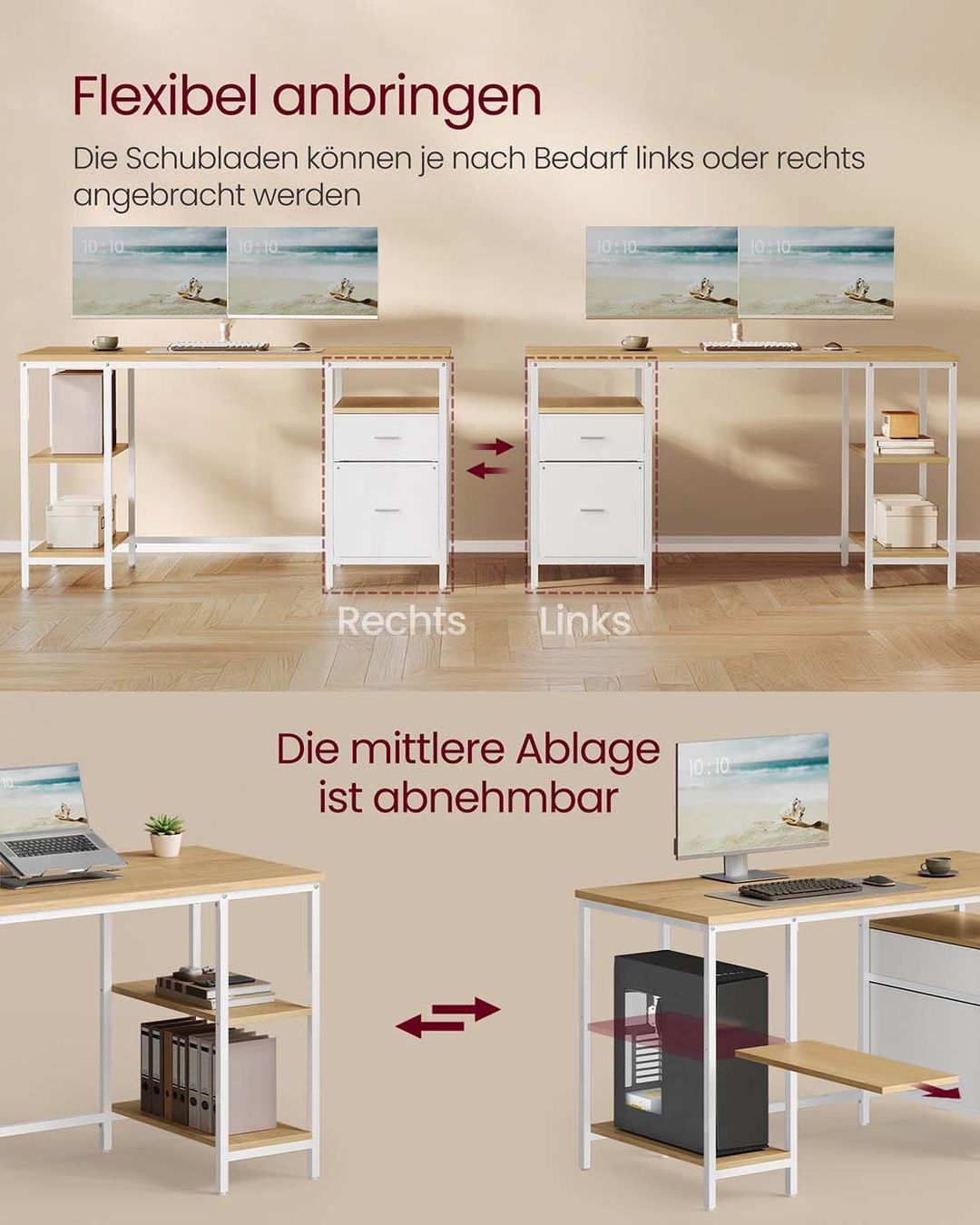 Scrivanie: Computertisch Bürotisch Schreibtisch 3 Ablagen JORIS – Nuovo e nell'imballaggio originale da Lachen SZ venduto da MAMORU-MOEBEL 3