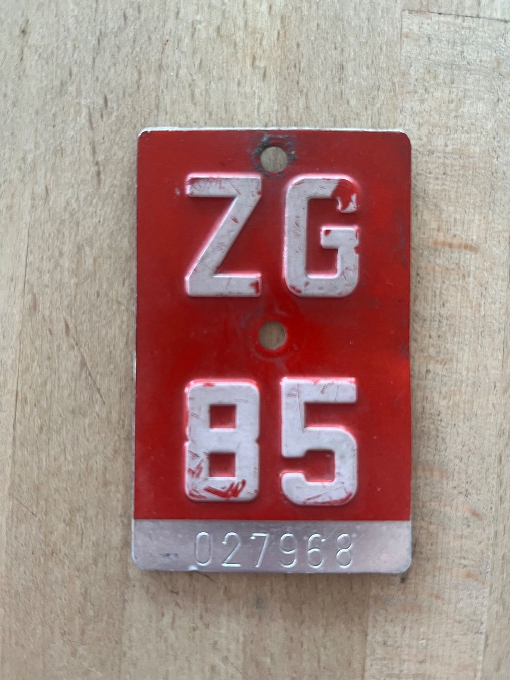 Insegne: Velonummer ZG 85 – Usato da Kappelen venduto da kult2rad
