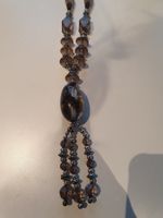 Kette grau tansparent, Perlen, lang, Modeschmuck