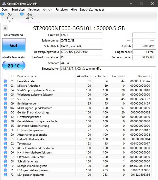 Seagate Ironwolf Pro Nas Hdd 20tb Wenige Betriebsstunden Kaufen Auf Ricardo 3354