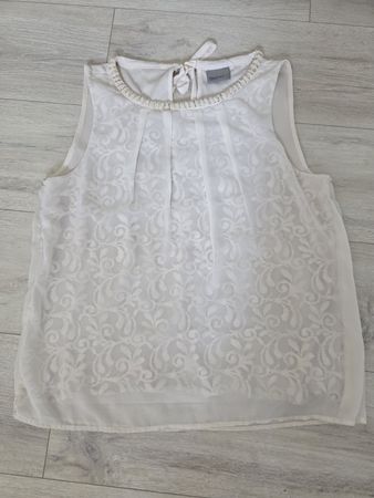 Top mit Perlen & Spitze, Grösse L, Festliche Sommerbluse 