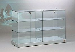 Glasvitrine Theke, ESG Glas, Silber (B.143cmxT.46cmxH.90cm)