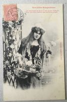 🟡antik Postkarte gelaufen 1905 mit antike Briefmarke EROTIK