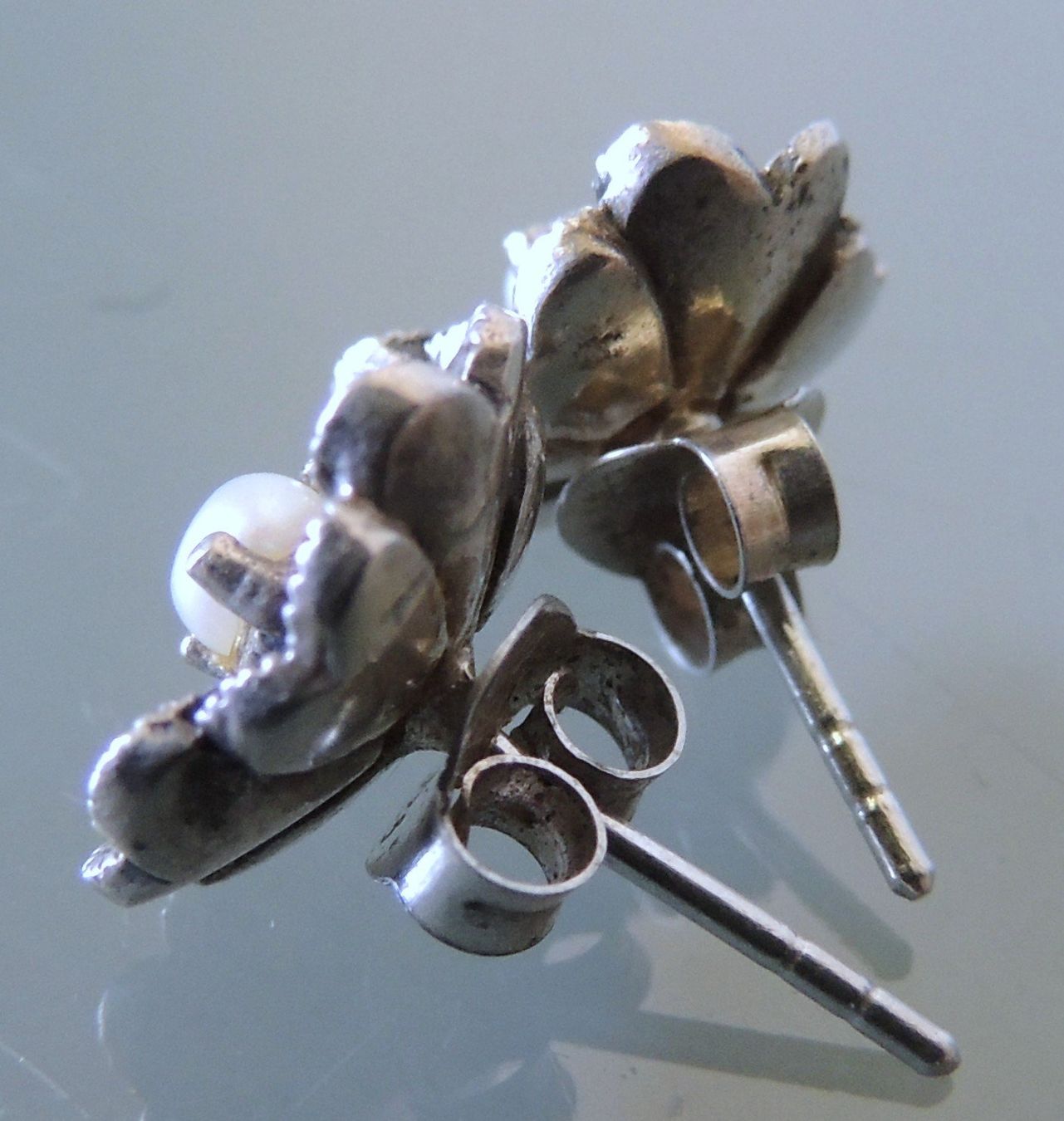 Orecchini pendenti & Orecchini a lobo: Silber 925 Markasit und Perlen Ohrstecker 12 mm – Usato da Waldenburg venduto da schaller707 3