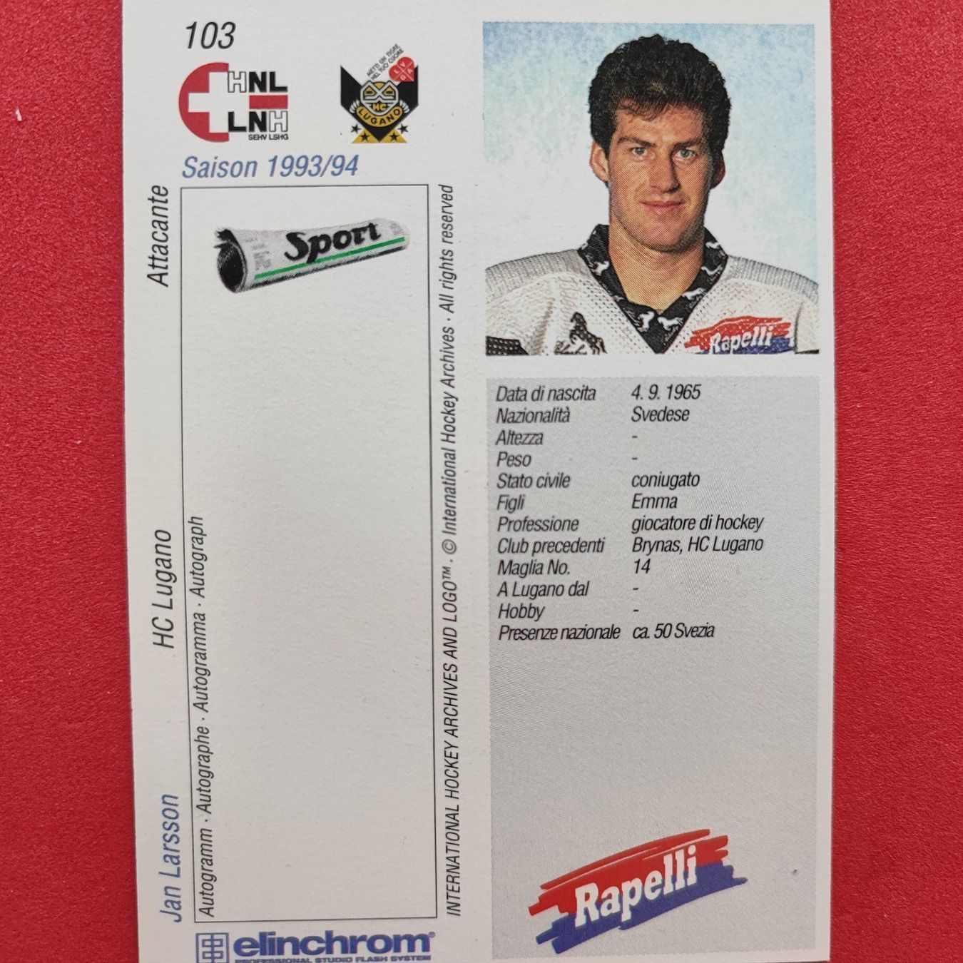 Sammelbilder & Trading cards: Jan Larsson - HC LUGANO - 1993/94 – Gebraucht aus Dübendorf von kb86_MOVIE 1