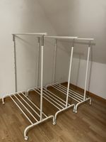Kleiderständer weiss 3 Stk. mit Rollen und Ablage