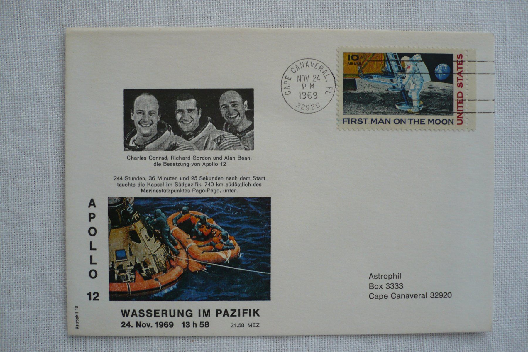 Tutti i francobolli: 1969 APOLLO 12 Wasserung – Usato da Zürich venduto da saltandpepper008