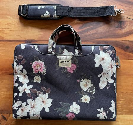 Edle Laptoptasche Blumenprint + Trageriemen TOP