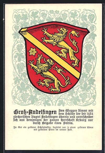 Cartoline postali: Gross-Andelfingen, Wappen mit zwei golde – Usato da Berlin venduto da bartko-reher