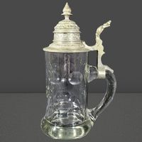 🍻 Vintage Bierkrug mit Zinndeckel & Gravur (3DL) 🍻