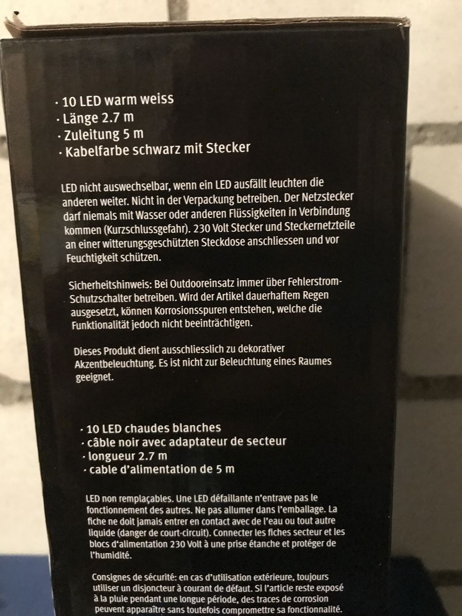 Migros Ghirlande e barre luminose: In-/Outdoor Lichterkette Girlande – Nuovo e nell'imballaggio originale da Langenthal venduto da Juni13 1