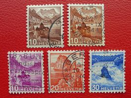 1936 ROLLENMARKEN: Nr.203AyRM-207yRM, gestempelt, Kat: 520.-