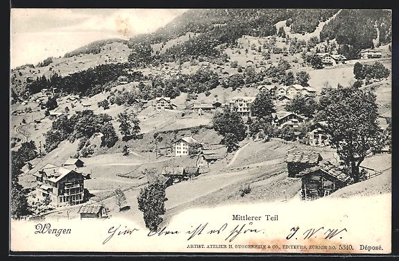 Cartoline postali: AK Wengen, Ansicht Mittlerer Teil, 1902 – Usato da Berlin venduto da bartko-reher