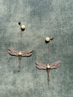 Silver earrings dragonfly 