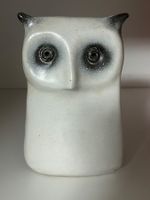 Eulen Figur signiert Olivier weiss/schwarz Handarbeit