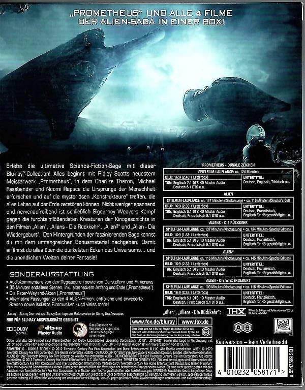Tutti i DVDs: Prometheus zu Alien The Evolution Collection - 5 Blu-ray – Usato da Dörflingen venduto da Super-Bob 1