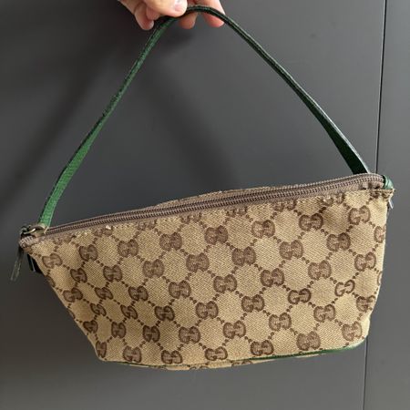 Vintage Gucci Handtasche GG Canvas braun grün