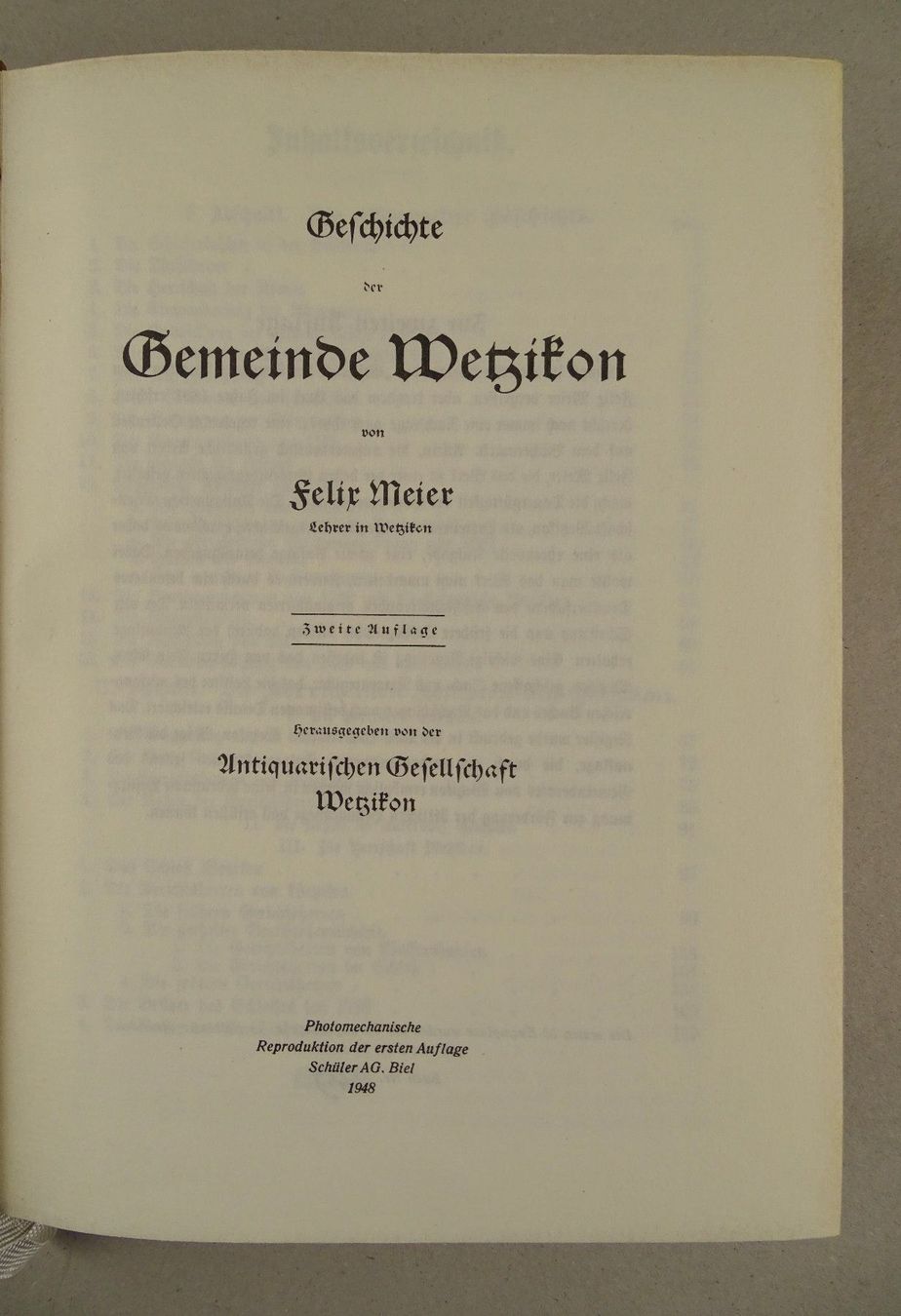 Libri: GESCHICHTE DER GEMEINDE WETZIKON, 1948 – Usato da Grüningen venduto da Kartensammler 3