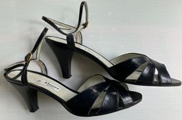 Sandales élégantes Durer Paris cuir noir été chic. Taille 37