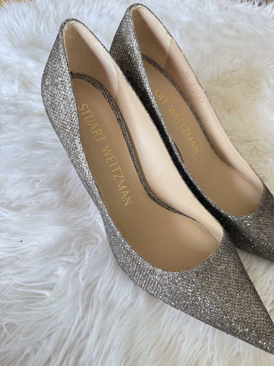 Stuart Weitzman Scarpe da donna: Stuart Weitzman Silver Sparkly Heels Size 39 - Party Perfect – Nuovo (secondo la descrizione) da Versoix venduto da pen_6hgs 7