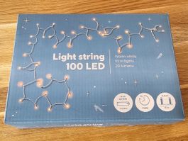 Lichterkette 100 LEDs, 10m, warmweiss, Timer