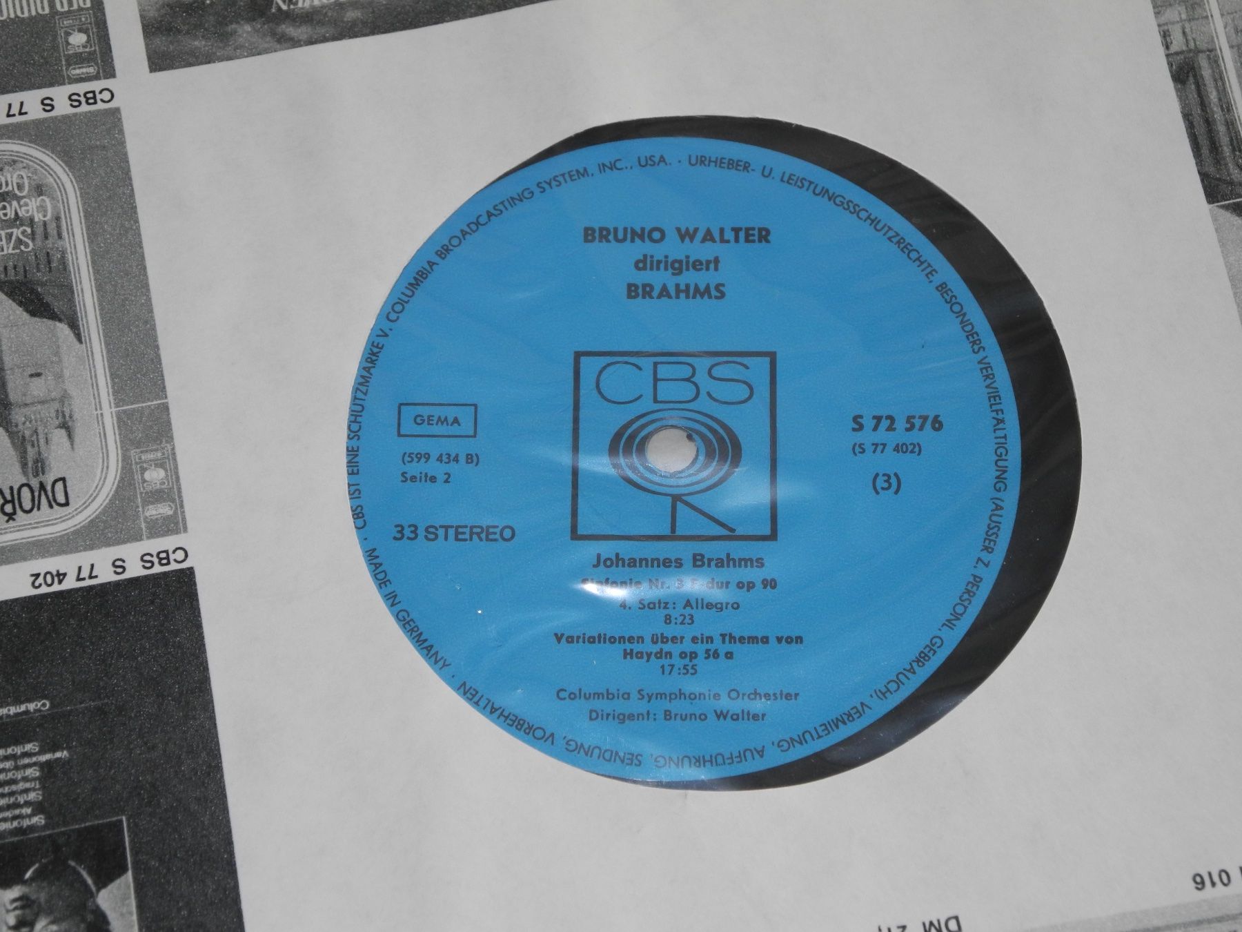 Dischi in vinile: BRUNO WALTER DIRIGIERT BRAHMS SINFONIEN - CBS - 4 LPs – Nuovo (secondo la descrizione) da Fahrwangen venduto da Swirl2 1