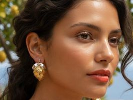 H&M Ohrringe Zitronein Gold-Optik, neuwertig